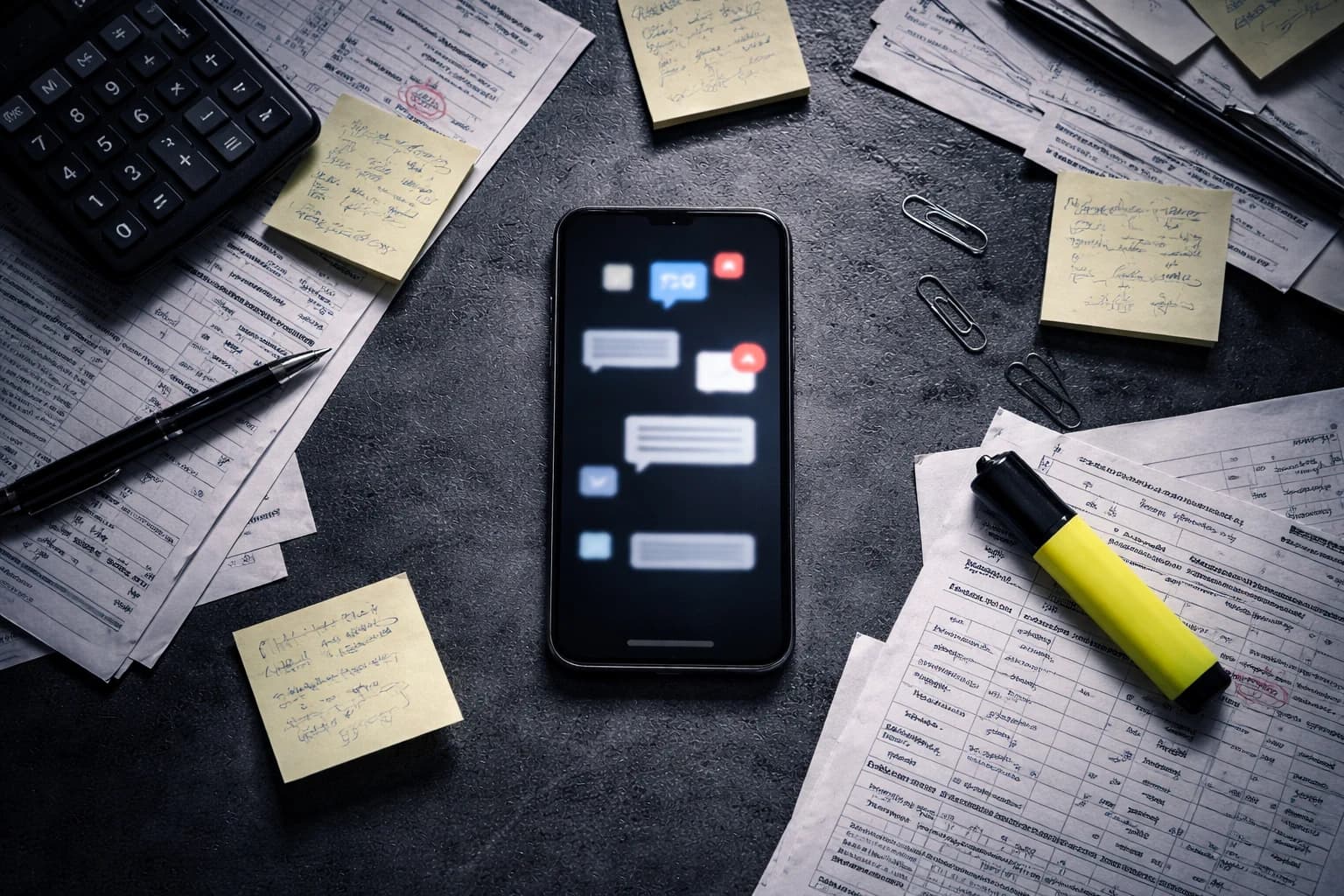 Chaotic WhatsApp message threads illustrating unstructured dealer order management on mobile